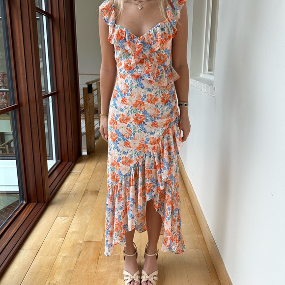 ASTR The Label Sweetheart Floral Ruffle Mido Dress size S - Picture 2 of 10